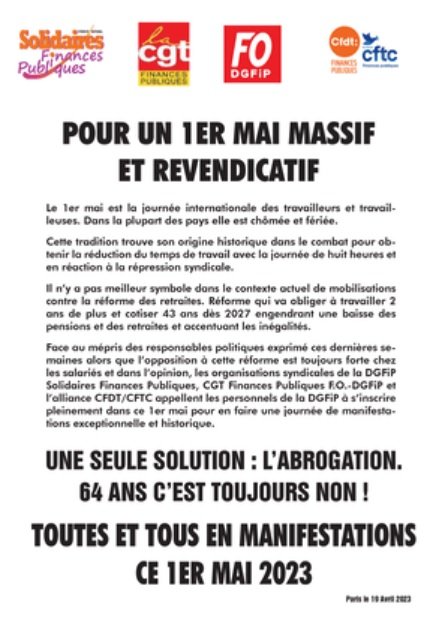 1er MAI SOLIDIARES FINANCES PUBLIQUES