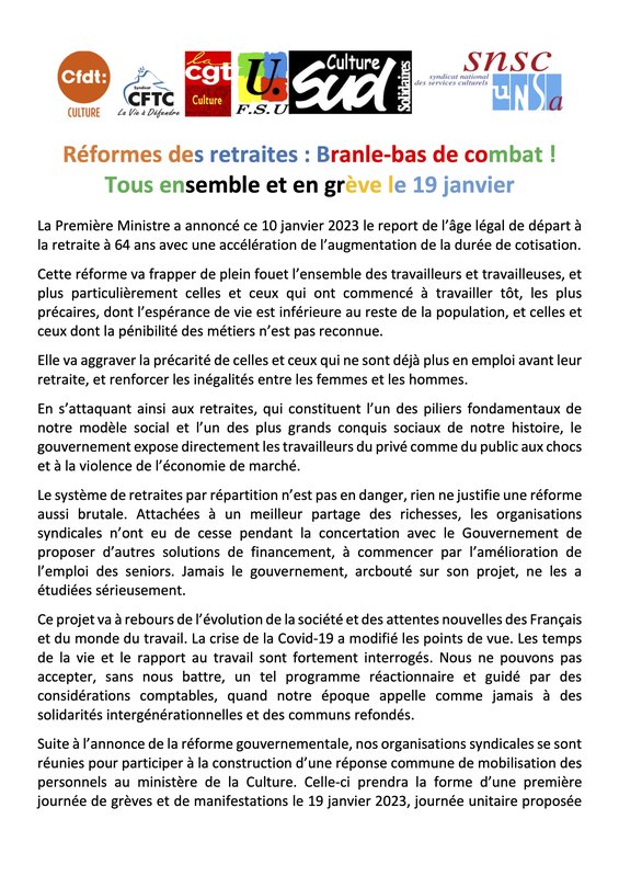 Appel unitaire 19 janvier