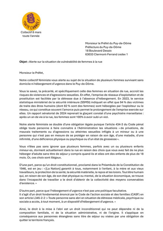 2025 10 31 Alerte au Préfet sur la vulnérabilité de femmes à la rue-1