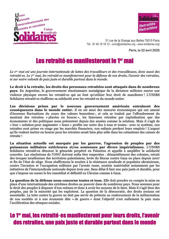 Les retraités 1er mai