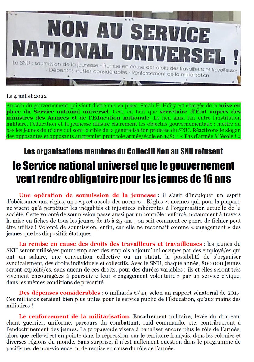 Non au snu