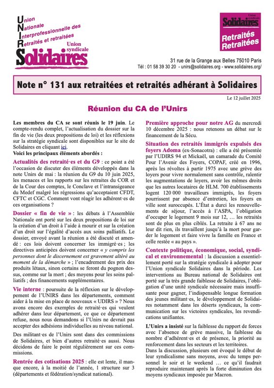 Note Unirs 131 juillet 2025 1