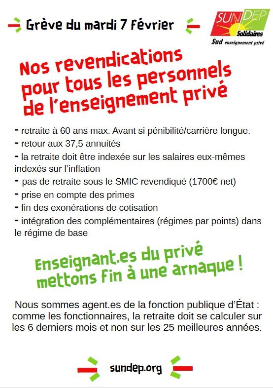 tract Sundep Solidaires Retraites 7fév